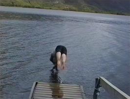 Jon Burgess is the first to enter the icy waters - but he was out within 20 seconds!